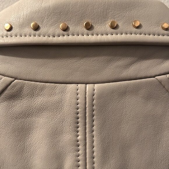 Anthropologie x Lamarque Gali Bone Leather Lined Studded Short Zip Jacket NEW L - Picture 12 of 16